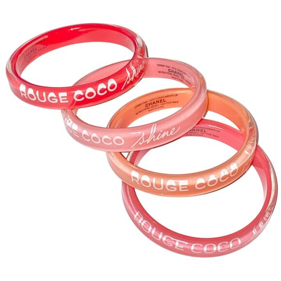 AUTH Chanel Dark Pink Logo Lucite Resin Bangle Bracelet - Picture 12 of 12